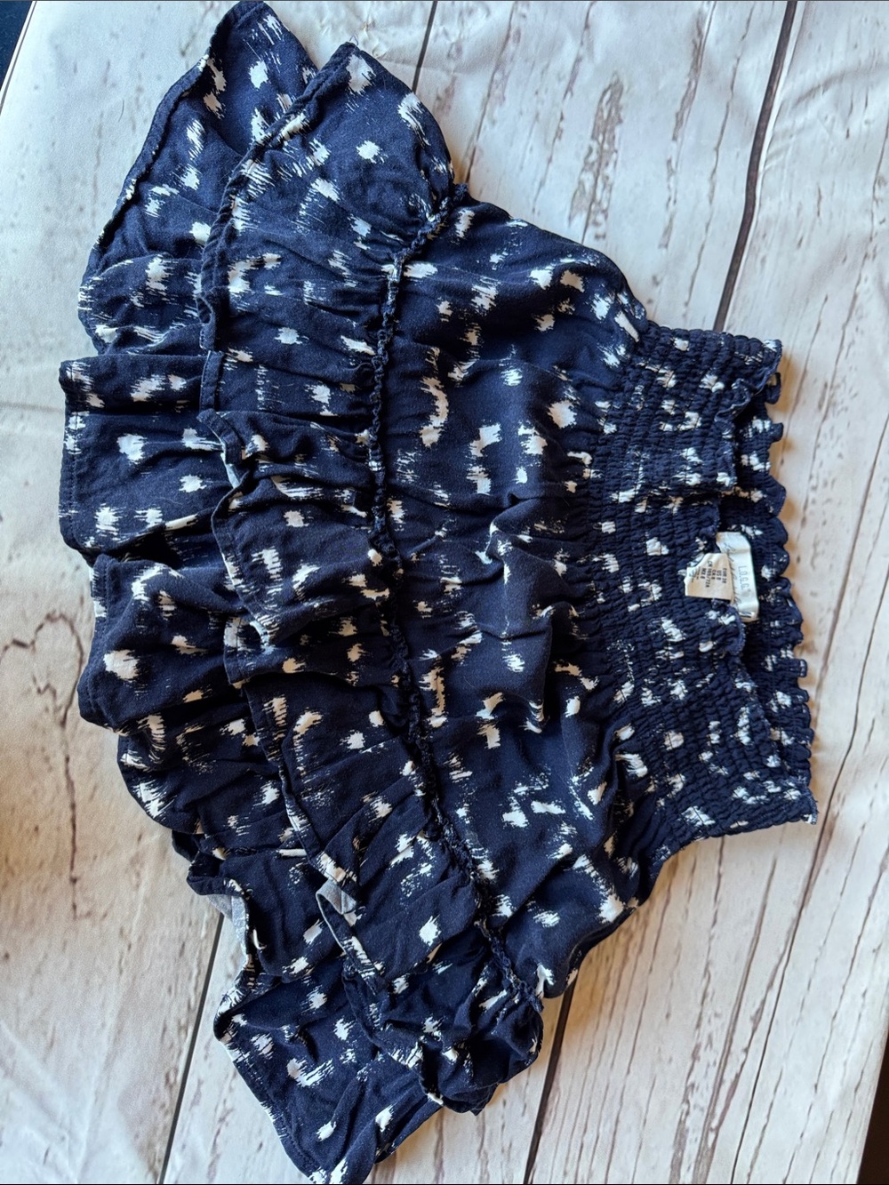 H&M Navy and White Ruffled Mini Skirt
